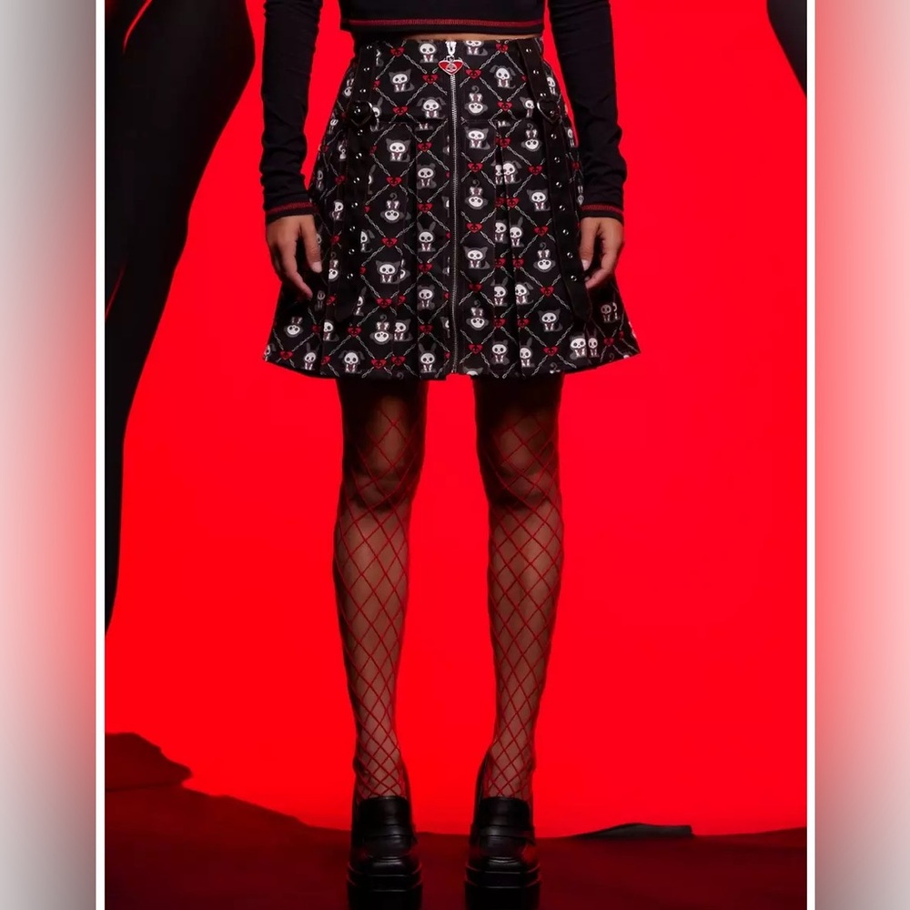 Skelanimals Print A-Line Mini Skirt